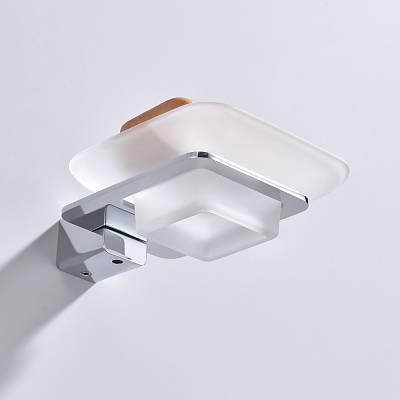 Мыльница Raglo R301.02 с держателем, настенная, стекло/нержавеющая сталь, квадратная, для мыла, в ванную комнату, цвет хром