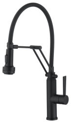 Смеситель для кухни/мойки EMAR, однорычажный, керамический картридж, высокий, с поворотным гибким изливом, длина излива 300 мм, нержавеющая сталь, цвет сатин