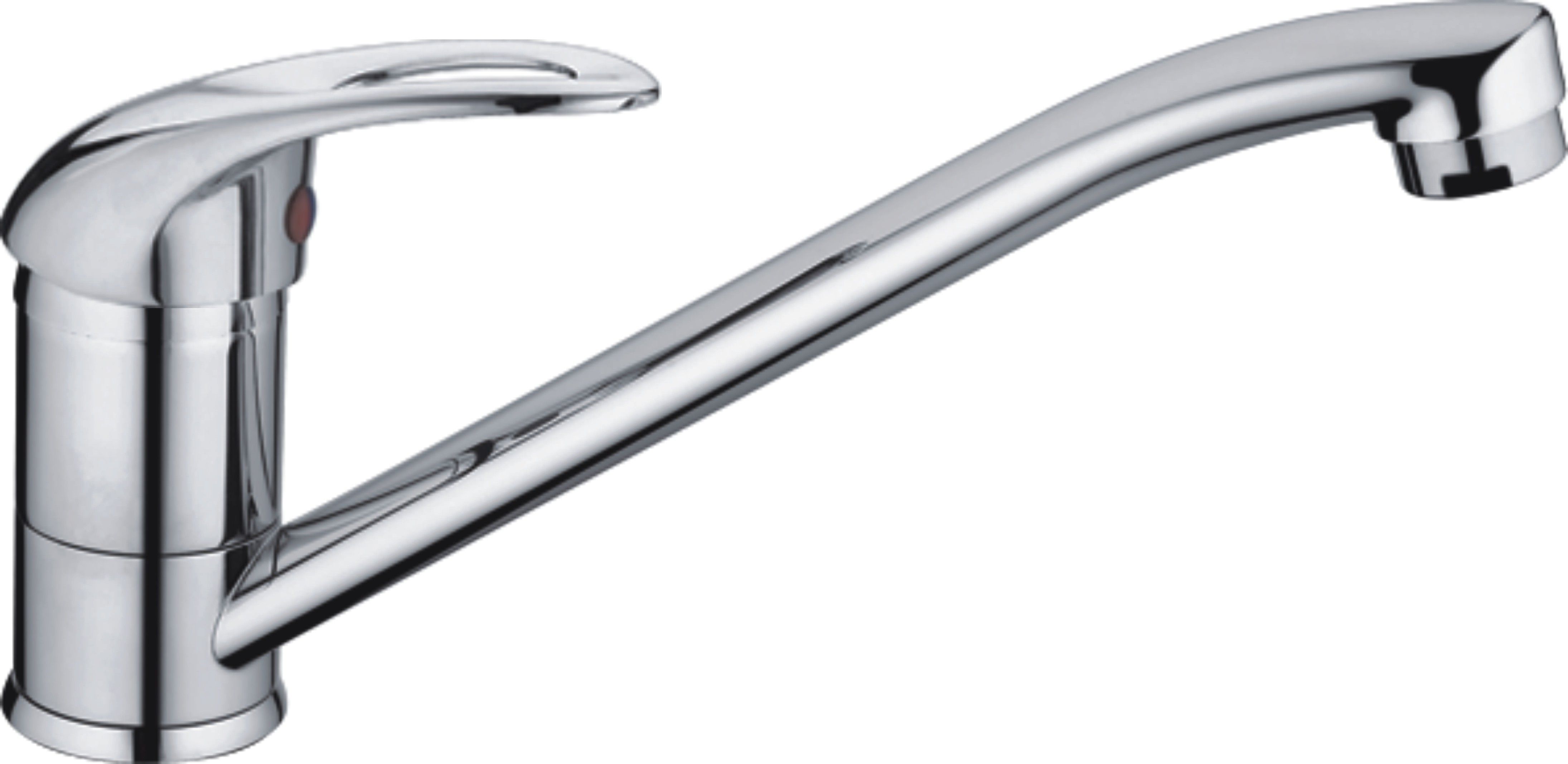 Смеситель для кухни/мойки HAIBA однозахватный, поворотный, латунный, с длинным изливом, длина 217 мм, латунь, цвет хром