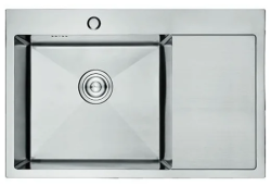 Мойка кухонная GERHANS 78х51х22 см, встраиваемая, нержавеющая сталь, прямоугольная, с отверстием под смеситель, с крылом справа, слив-перелив