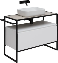 Тумба под раковину Allen Brau Priority 100, напольная, 1000х450х750 мм 1 выдвижной ящик, цвет белый матовый, прямоугольная, в ванную комнату, стиль лофт