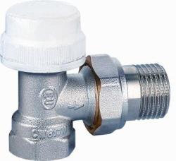 Клапан терморегулирующий Kromwell 3/4" вн/нр. угловой, (вентиль) с полусгоном, для радиатора отопления, латунный, никелированный