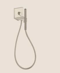 Душевой гарнитур AXOR ShowerSolutions 120/120, комплект: запорный клапан/модуль ручного душа/ручной душ-«палочка»/шланг для душа, цвет шлифованный никель, скрытого монтажа, квадратный, настенный, для душа/ванной