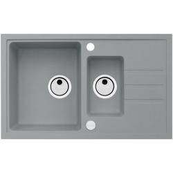 Мойка кухонная ALVEUS  INTERMEZZO 70 GRANITAL CONCRETE-G81 78х48х20 см, врезная/встраиваемая сверху, с крылом, две чаши, искусственный гранит, прямоугольная, цвет бетон, с отверстием под смеситель