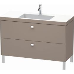 Тумба c раковиной Duravit Brioso, 120х48х61,3 см, подвесная, 2 выдвижных ящика, ДСП, цвет: базальт/хром /Vero Air, мебельная, прямоугольная, цвет белый, фарфоровая, с площадкой под смеситель, без перелива