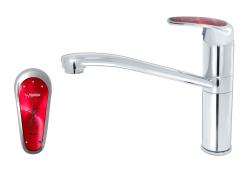 Смеситель для кухни/мойки Варион KARAT Красный, однорычажный, поворотный, керамический, длина излива 235 мм, латунь, цвет хром