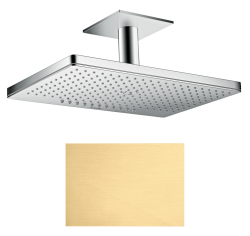 Верхний душ AXOR ShowerSolutions 460/300 2jet, с потолочным подсоединением, потолочный монтаж, прямоугольный, с 2 режимами, размер 46,6х30 см, металлический, цвет: шлифованное золото, для душа/ванной