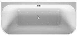Ванна Duravit Happy D.2 Plus 180х80 см гидромассажная, пристенная, акриловая, цвет: белый/графит матовый, с ножками/сливом-переливом/фронтальной панелью, прямоугольная, с системой гидромассажа Air-System, с двумя наклонами для спины