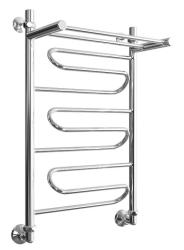 Полотенцесушитель Двин FW 80/50, водяной (1"-1/2" К1  Полированный), с полкой, универсальное подключение, нержавеющая сталь, настенный, форма лесенка, цвет хром, к отоплению и ГВС, для отопления, обогрева в ванной