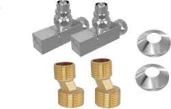Комплект фитингов Aquatek 2 шт. вентиль квадрат г/ш 3/4х1/2, эксцентрик 3/4х1/2, отражатель 3/4, цвет хром, для полотенцесушителя