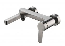 Смеситель для ванны/душа BelBagno Delta, настенный, однорычажный, неповоротный, длина 100 мм, керамический, нержавеющая сталь, цвет сатин
