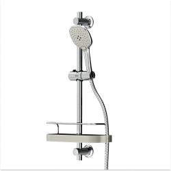 Душевой гарнитур Dorff Prime высота 600 мм, цвет хром, без смесителя, комплект: стойка/лейка/шланг/полочка, настенная, латунь/пластик