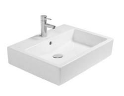 Раковина DURAVIT Happy D.2 WonderGliss, 60х46х17 см, встраиваемая сверху, прямоугольная, санфарфор, цвет белый, 1 отверстие под смеситель, антигрязевое покрытие, слив/перелив