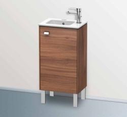 Тумба под раковину Duravit Brioso, 42х28,9х68,3 см, напольная, цвет: орех матовый/хром, 1 распашная дверца/одностворчатая, стеклянная полка, ДСП, прямоугольная, правая, в ванную комнату