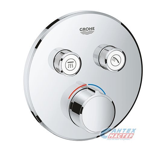 Смеситель для душа Grohe Grohtherm SmartControl термостатический, скрытого монтажа, на 2 выхода, керамический, настенный, без излива/шланга/лейки, латунь хром