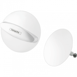 Слив-перелив для ванны Hansgrohe Flexaplus (внешняя часть набора), вентиль/предохранительная пробка, диаметр 80/70 мм, латунь, цвет матовый белый, круглая