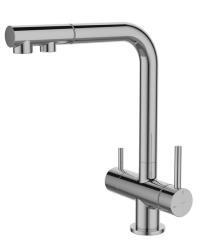 Смеситель для кухни/мойки IDDIS Umbra с каналом для фильтрованной воды, однорычажный, поворотный/выдвижной, керамический, излив 198 мм, высота излива 290 мм латунь, цвет хром