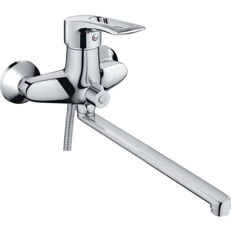 Смеситель для ванны/душа HAIBA CRON однозахватный, хромированный, настенный, излив длинный 300 мм, поворотный, силумин, цвет хром
