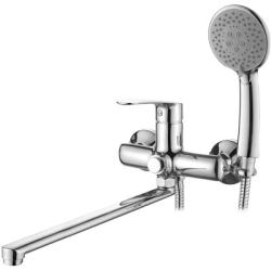 Смеситель для ванны/душа LEDEME настенный, однорычажный, поворотный, латунный, длина излива 436 мм, латунь, цвет хром