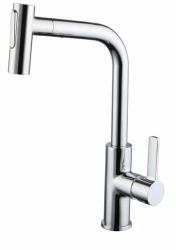 Смеситель для кухни/мойки SmartSant SM134040AA с вытяжной / выдвижной двухрежимной лейкой однорычажный, с поворотным изливом, хромированный