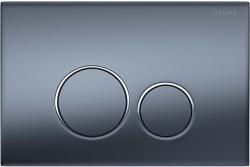 Кнопка смыва Aquatek KDI-0000035 прямоугольная, цвет оружейная сталь матовая ободок хром, пластик, клавиша управления (клавиши круглые) для сливного бачка, инсталляции унитаза, двойная, механическая, панель, универсальная, размер 245х165х12 мм