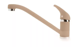 Смеситель для кухни/мойки GranFest, однорычажный, керамический картридж, низкий, с поворотным изливом, длина 217 мм, латунь, цвет топаз