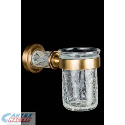 Стакан для зубных щеток Boheme Murano Crystal подвесной одинарный бронза 10904-CRST-BR
