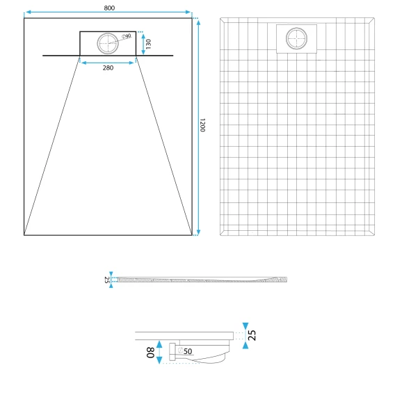 Душевой поддон Rea Bazalt 120х80 см, прямоугольный, искусственный камень, низкий, цвет: черный матовый, антискользящее покрытие, без бортика