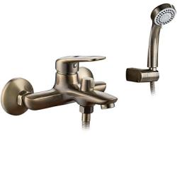 Смеситель для ванны/душа LEDEME настенный, однорычажный, неповоротный, латунный, длина излива 164 мм, латунь, цвет бронза