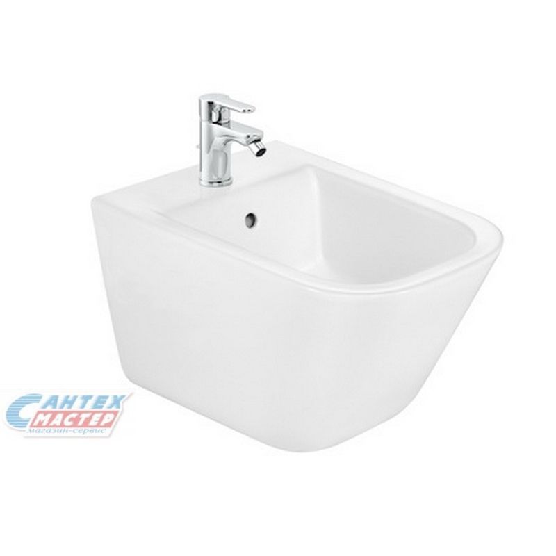 Биде подвесное Roca Gap, БЕЛЫЙ, горизонтальный (прямой, в стену) выпуск, без сиденья, слив-перелив, тип керамический, прямоугольный, размеры (Рока Гап) 