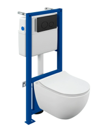 Комплект унитаза с инсталляцией Cersanit BRASKO SMART CO DPL EO slim инсталляция LINK PRO кнопка TWINS пластик черный матовый LP