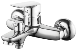 Смеситель для ванны/душа IDDIS Vibe, однорычажный, неповоротный, настенный, керамический картридж, длина излива 163 мм, латунь, цвет хром