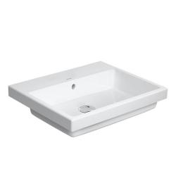 Раковина DURAVIT Vero Air WonderGliss, 55х45,5х16,5 см, полувстраиваемая, прямоугольная, санфарфор, цвет белый, без отверстия под смеситель, антигрязевое покрытие, слив/перелив