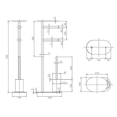 Стойка напольная Raglo R300.31.09 цвет графит, набор ерш для унитаза/полочка/держатель для туалетной бумаги, нержавеющая сталь