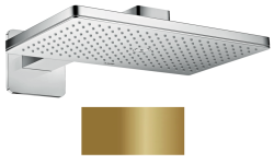 Верхний душ AXOR ShowerSolutions 460/300 2jet, с держателем, с квадратной розеткой, настенный монтаж, прямоугольный, с 2 режимами, размер 46,6х30 см, металлический, цвет: полированная бронза, для душа/ванной