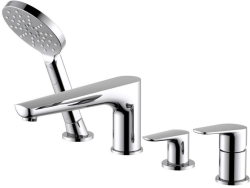 Смеситель для ванны/душа Aquatek Бетта на борт ванны, двухвентильный, неповоротный, длина излива 220 мм, латунь, цвет хром