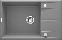 Мойка кухонная Deante Eridan, 78х50 см, врезная, гранит, прямоугольная, цвет металлический серый, с отверстием под смеситель, с крылом, оборачиваемая, слив-перелив, врезная в столещницу