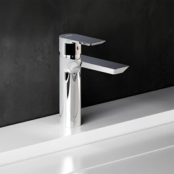 Смеситель для раковины/умывальника Damixa Apollo, однорычажный, неповоротный, керамический, длина излива 120 мм, латунь, цвет хром