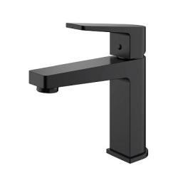 Смеситель для раковины/умывальника Splenka S02.10.06 однорычажный, неповоротный, фиксированный излив, длина 127 мм, высота 105 мм, латунь, цвет черный