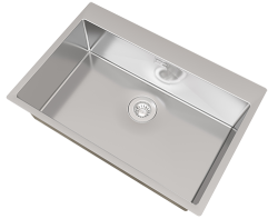 Мойка кухонная Florentina Логика-НМ 75х51х20 см, врезная, из нержавеющей стали, сатинированная, прямоугольная, без отверстия под смеситель, перелив в чаше