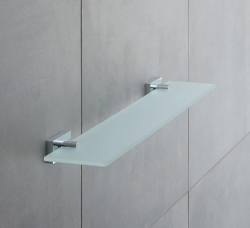 Полка Duravit Karree, размер 60х11,3 см, настенная, цвет: хром, стеклянная/латунная, прямоугольная, подвесная, для душа/ванной