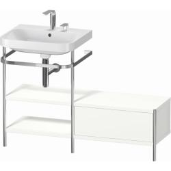 Консоль с раковиной Duravit Happy D.2 Plus c-bonded, 120х49х85 см, напольная, металл/ДСП 1 выдвижной ящик, 2 полки, левая, цвет: белый шелковисто-матовый /умывальник, цвет белый, керамика, 2 отверстия под смеситель