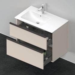 Тумба под раковину Duravit D-Neo, 81х46,2х62,5 см, подвесная, 2 выдвижных ящика, ДСП, цвет: серо-коричневый, шкафчик навесной, прямоугольная, правая/левая, для раковины ME by Starck # 233683, в ванную комнату