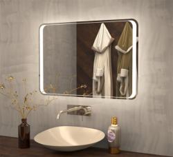 Зеркало Azario Valeria 80х60 см, с LED/ЛЕД-подсветкой, прямоугольное, выключатель сенсорный, диммер, влагостойкое, для ванны, навесное/подвесное/настенное