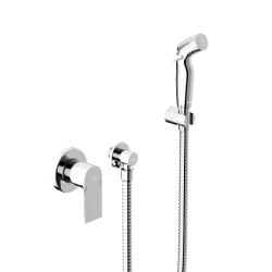 Смеситель с гигиеническим душем Damixa Apollo однорычажный, скрытого монтажа, керамический, латунь, цвет хром, встраиваемый