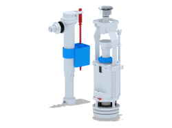Арматура ANI (Ани-пласт) для бачка боковой подвод 1/2"с пластиковым штуцером, кнопка хромированная, одинарный смыв WC8010C