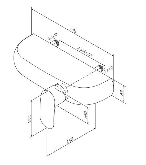 Смеситель для душа Am.Pm Sensation однорычажный, керамический, настенный, без излива/шланга/лейки, латунь хром