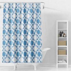 Шторка Splenka S381.1806 для ванной комнаты, полиэстер, 180x180 см, цвет синий/белый (узор), с водоотталкивающим и антибактериальным покрытием