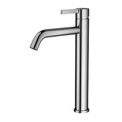 Смеситель для раковины/умывальника Splenka S221.15.05 высокий, однорычажный, неповоротный, фиксированный излив, длина 185 мм, высота 227 мм, нержавеющая сталь, цвет сатин