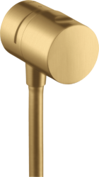 Шланговое подсоединение Axor Uno Fixfit Stop, с запорным вентилем, размер 6 см, цвет шлифованное золото, круглое, настенное, латунное, с обратным клапаном, подключение для душевого шланга